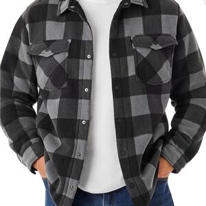 Men's Black and Gray Plaid Jacket